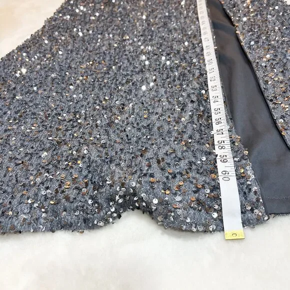 Faeriesty Silver Gray Sequin Formal Gown Bodycon Oversized Ruffle Sleeves Sz 3XL - Picture 12 of 12